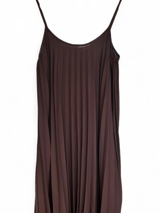 See You Monday Dresses & Skirts - See You Monday Brown Pleated Midi Slip Dress